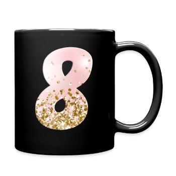 8 Chiffres Glitter Rose - Mug uni - noir - Droite