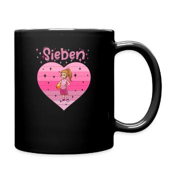 Herz Liebe Sport Basketball Mädchen 7. Geburtstag - Tasse einfarbig - Schwarz - Rechts