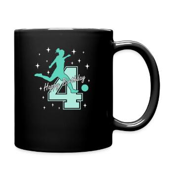 4. Geburtstag Fussball Fussballspielerin - Tasse einfarbig - Schwarz - Rechts