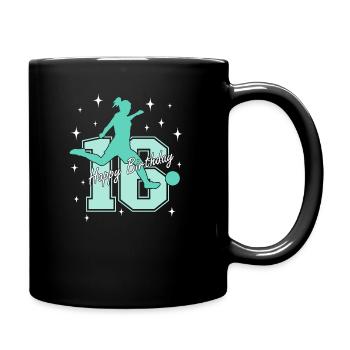 16. Geburtstag Fussball Fussballspielerin - Tasse einfarbig - Schwarz - Rechts