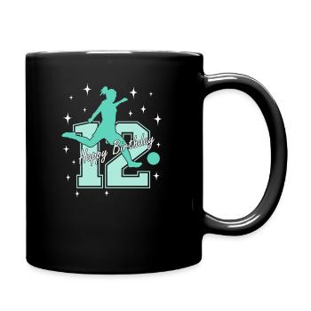 12. Geburtstag Fussball Fussballspielerin - Tasse einfarbig - Schwarz - Rechts