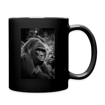 Portrait de gorille noir et blanc - Photo animalière - Mug uni - noir - Droite
