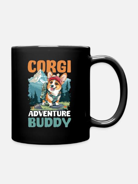 Corgi Mama Papa Corgi Abenteuer Kumpel - Tasse einfarbig - Schwarz