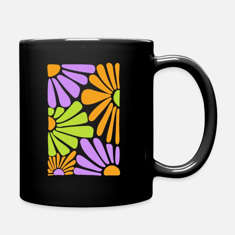 Flowers Blossoms Vintage Retro - Full Colour Mug - black