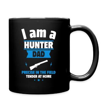 Jäger Papa, Vatertagsgeschenk - Tasse einfarbig - Schwarz - Rechts