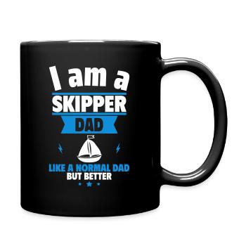 Papa Skipper , Originelles Vatertagsgeschenk - Tasse einfarbig - Schwarz - Rechts
