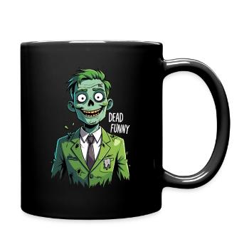 Lustiger Zombie im Anzug - Dead Funny - Tasse einfarbig - Schwarz - Rechts