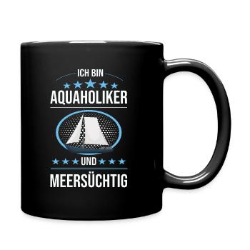 Kapitän Aquaholiker und Meersüchtig Geschenk - Tasse einfarbig - Schwarz - Rechts