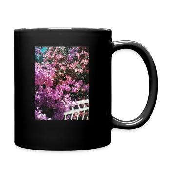 Rosa Blumen - Tasse einfarbig - Schwarz - Rechts