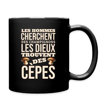 Les hommes cherchent des champignons - Mug uni - noir - Droite