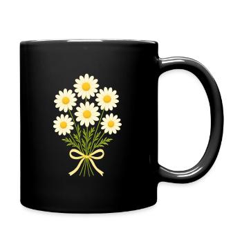 Margeriten - Blumenstrauß - Margeritenstrauß  - Tasse einfarbig - Schwarz - Rechts