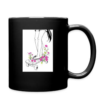 Floral Skate Art – Anime Streetstyle! - Tasse einfarbig - Schwarz - Rechts