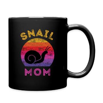 Schnecke Mama, Schnecke Mama, Vintage Retro Sonnenuntergang - Tasse einfarbig - Schwarz - Rechts