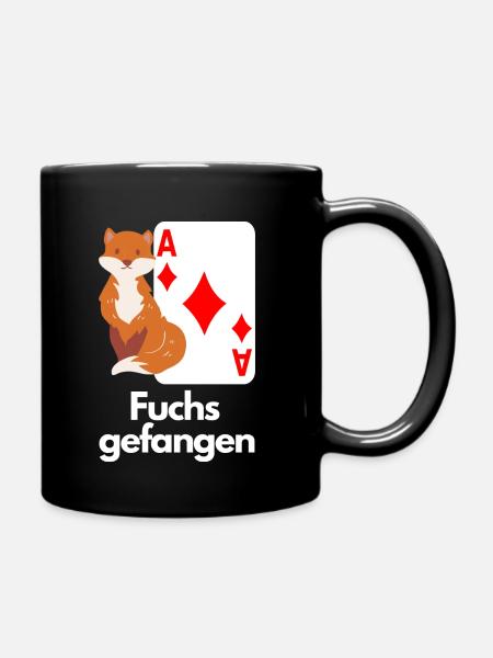 Fuchs gefangen beim Doppelkopf - Tasse einfarbig - Schwarz