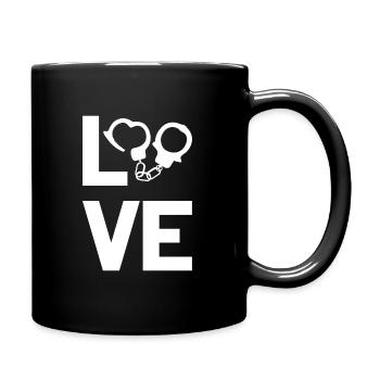Polizei Handschellen Love - Tasse einfarbig - Schwarz - Rechts