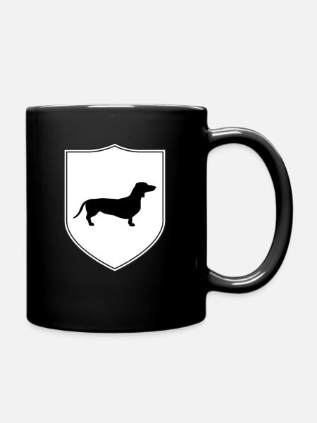 Dackel Wappen - Tasse einfarbig - Schwarz