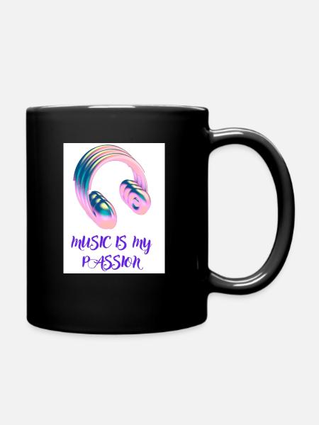Music/Lifestyle/Headphones - Full Colour Mug - black