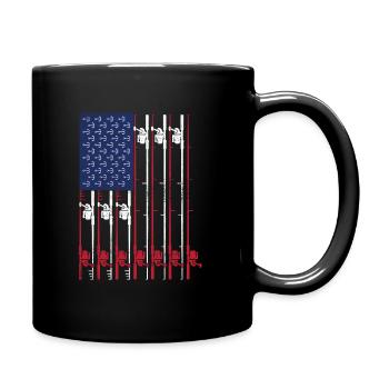 Vintage Flag > US Flag Made of Fishing Rods + Hook - Tasse einfarbig - Schwarz - Rechts