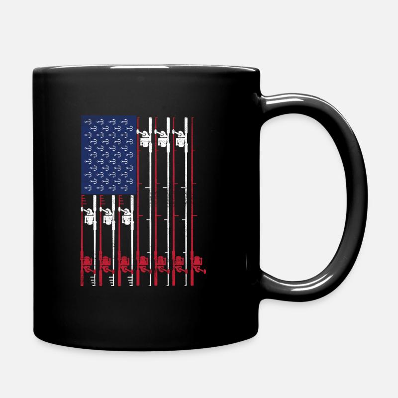 Drapeau Vintage> Drapeau américain Fait de cannes à pêche + crochet - Mug uni - noir
