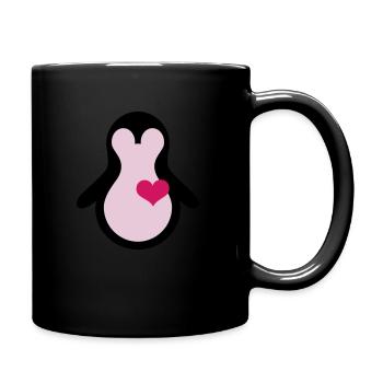 penguin with heart - Full Colour Mug - black - Right