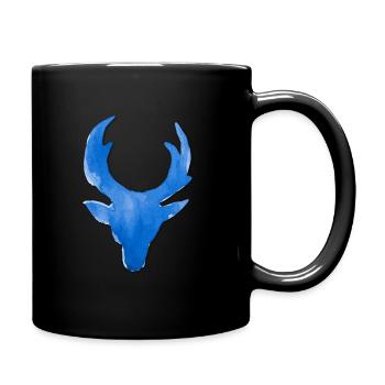 weihnachtlicher Rentierkopf blau - Tasse einfarbig - Schwarz - Rechts