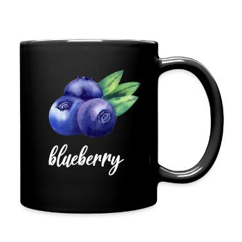 Blueberry Zeichnung Wasserfarbe Blaubeere - Tasse einfarbig - Schwarz - Rechts