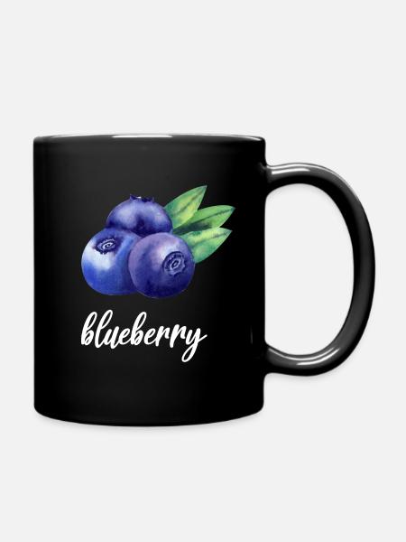 Blueberry Zeichnung Wasserfarbe Blaubeere - Tasse einfarbig - Schwarz