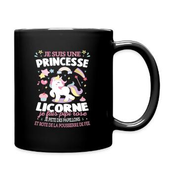 Je suis Une Princesse Licorne Humour - Mug uni - noir - Droite