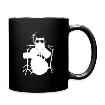 Drummer Drums Drumming Cat Schlagzeuger - Full Colour Mug - black - Right