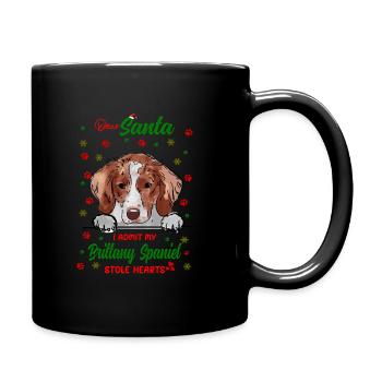 Brittany Spaniel Hund Weihnachten Hunderasse - Tasse einfarbig - Schwarz - Rechts