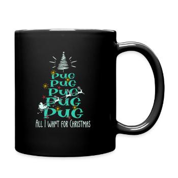 Mops Hund Weihnachten Hunderasse - Tasse einfarbig - Schwarz - Rechts