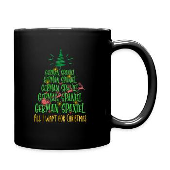 Deutscher Spaniel Hund Weihnachten Hunderasse - Tasse einfarbig - Schwarz - Rechts