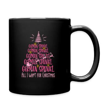 Deutscher Spaniel Hund Weihnachten Hunderasse - Tasse einfarbig - Schwarz - Rechts