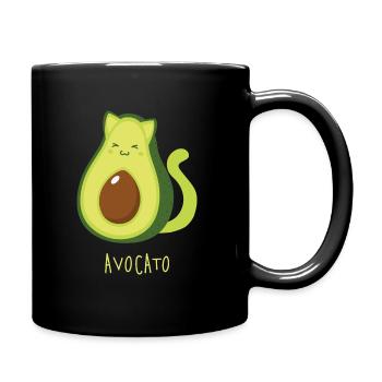 Cat Avocado Avocato Funny Animal Puns - Full Colour Mug - black - Right