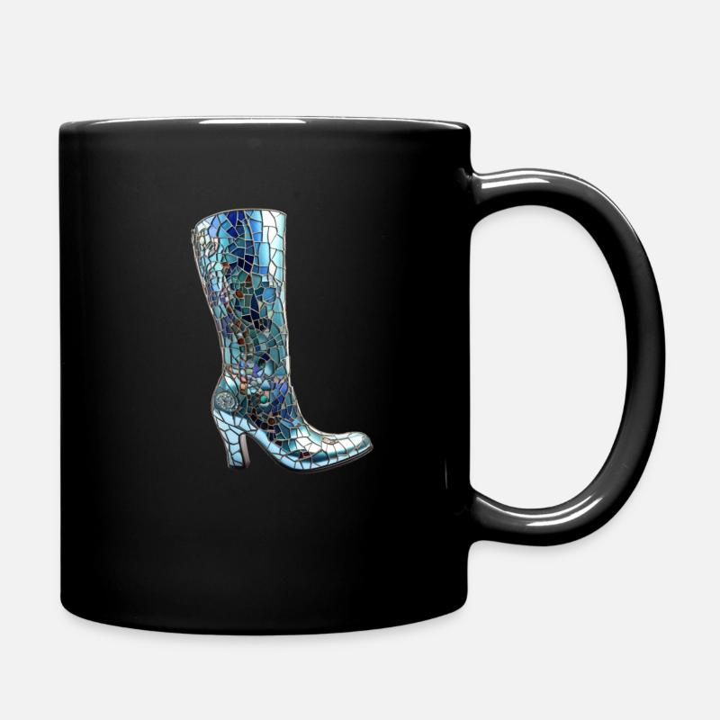 Mosaik Stiefel - Tasse einfarbig - Schwarz