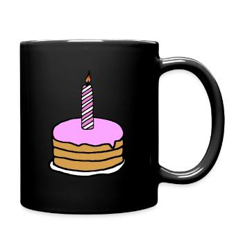 Geburtstagskuchen Mädchen pink - Tasse einfarbig - Schwarz - Rechts