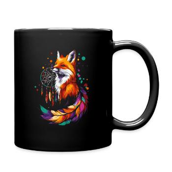 Fuchs mit Traumfänger - Tasse einfarbig - Schwarz - Rechts