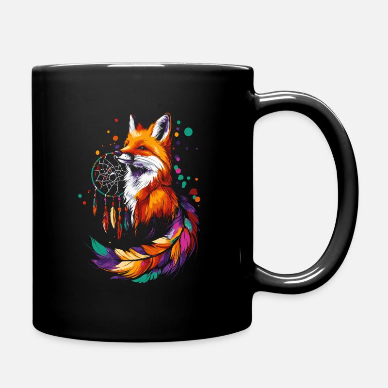 Fuchs mit Traumfänger - Tasse einfarbig - Schwarz