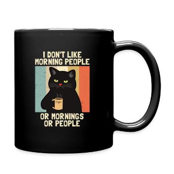 I Hate Morning People Café Chat Cat cadeau - Mug uni - noir - Droite