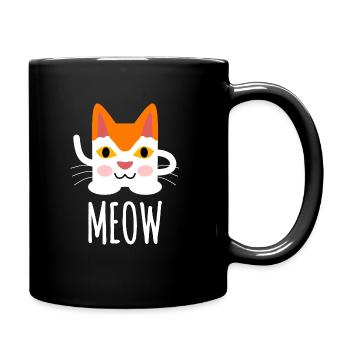 Niedliche Katze Miau Illustration - Tasse einfarbig - Schwarz - Rechts