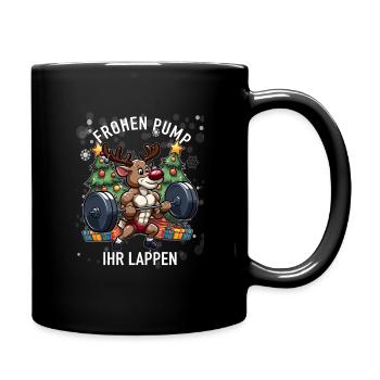 Frohen pump ihr Lappen Bodybuilder Rentier power - Tasse einfarbig - Schwarz - Rechts
