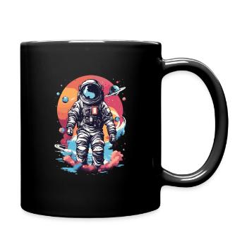 Cooler Astronaut im Weltall - Tasse einfarbig - Schwarz - Rechts