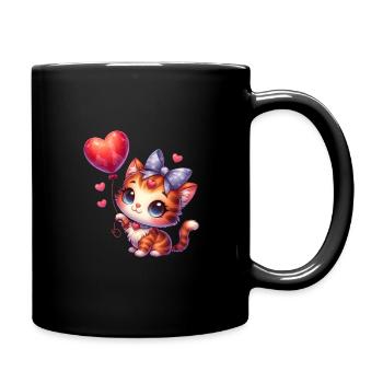 Chat volant avec des ballons chats mignons - Mug uni - noir - Droite