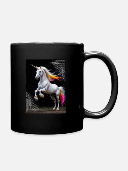Rainbow-Unicorn - Tasse einfarbig - Schwarz