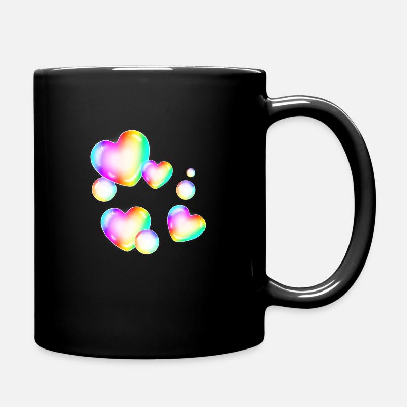 colorful soap bubbles heart shape - Full Colour Mug - black
