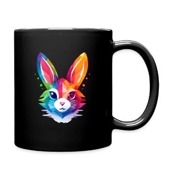 Polygon rabbits in rainbow colors - Full Colour Mug - black - Right
