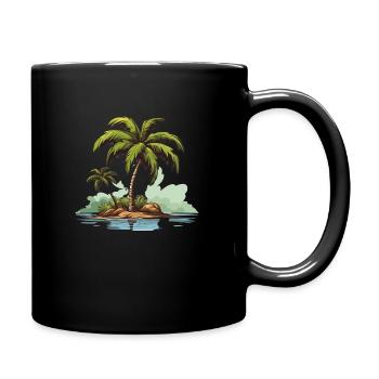 Tropische Palme - Tasse einfarbig - Schwarz - Rechts