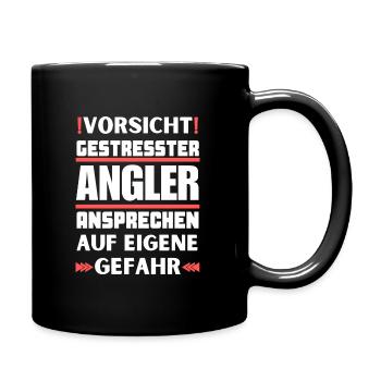 Gestresster Angler nicht ansprechen! - Tasse einfarbig - Schwarz - Rechts