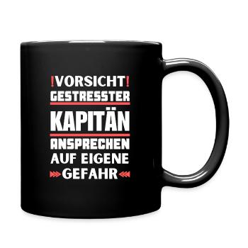 Gestresster Kapitän nicht ansprechen! - Tasse einfarbig - Schwarz - Rechts