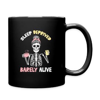 Messy Bun Skeleton Coffee Lover Tired Mom - Full Colour Mug - black - Right